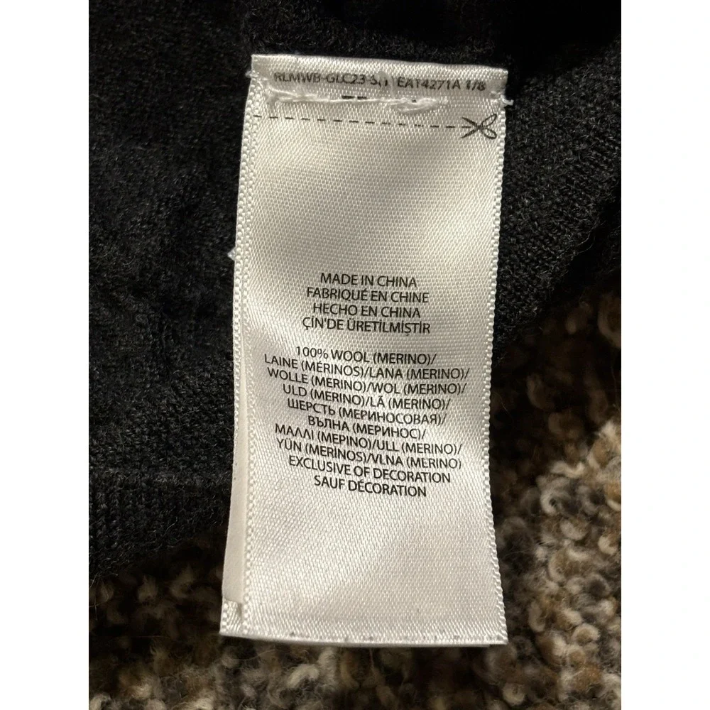 Polo Ralph Lauren  100% Wool Sweater Men's Large Dark Gray‎ Preppy Classic
